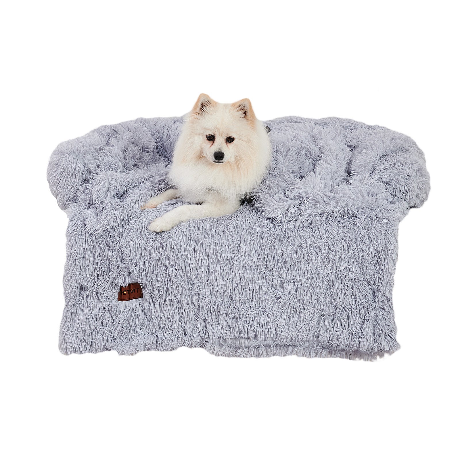 Fluffy Plush Dog Couch Bed – Sofa Bed with Blanket & Washable Cover